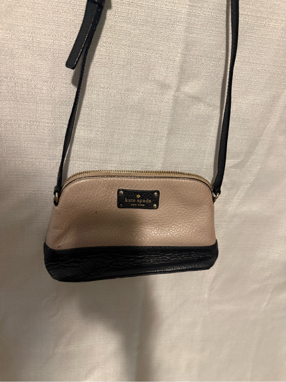 Leather Two-Tone Crossbody Bag - Black & Taupe